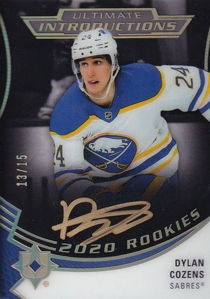 AUTO RC karta DYLAN COZENS 20-21 UD Ultimate Introductions Rookies Gold Autograph /15